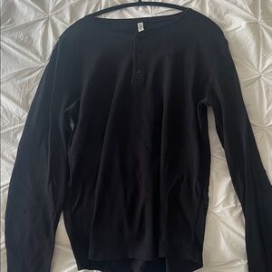Frank & Oak Men's Long Sleeve Black Henley